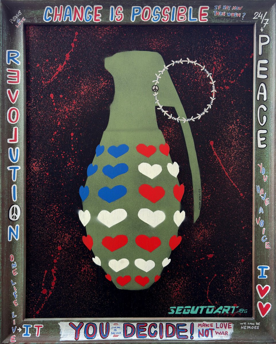 Urban And Pop Still Life Painting By Segutoart, 23 X 29", U.s.love Army, Original Artwork