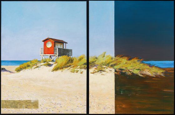 Red Lifeguard Tower Diptych