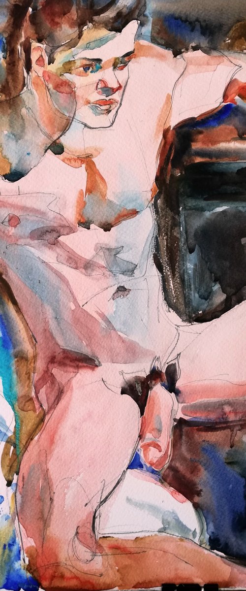 Male Nude with Hat by Jelena Djokic
