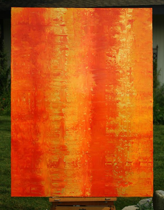 Primitive Abstract Gold, Orange Panel II