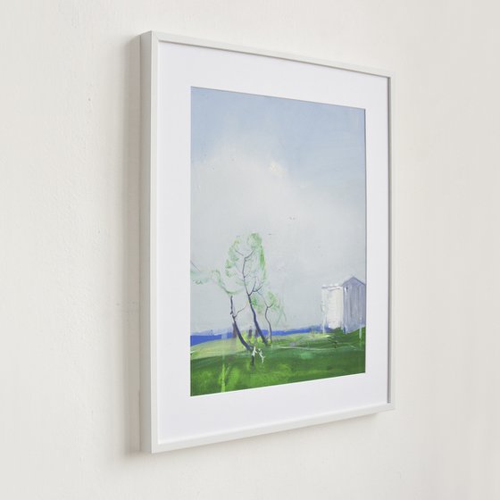 Walking with dog. Peyzazhka