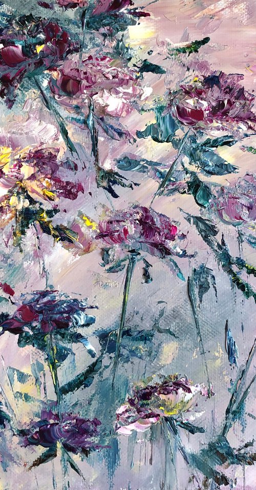 BUSHES OF WILD ROSES - Colorful roses. Wild roses. Beautiful flowers. Burgundy. Wildflowers. Plant. Flower bed. by Marina Skromova