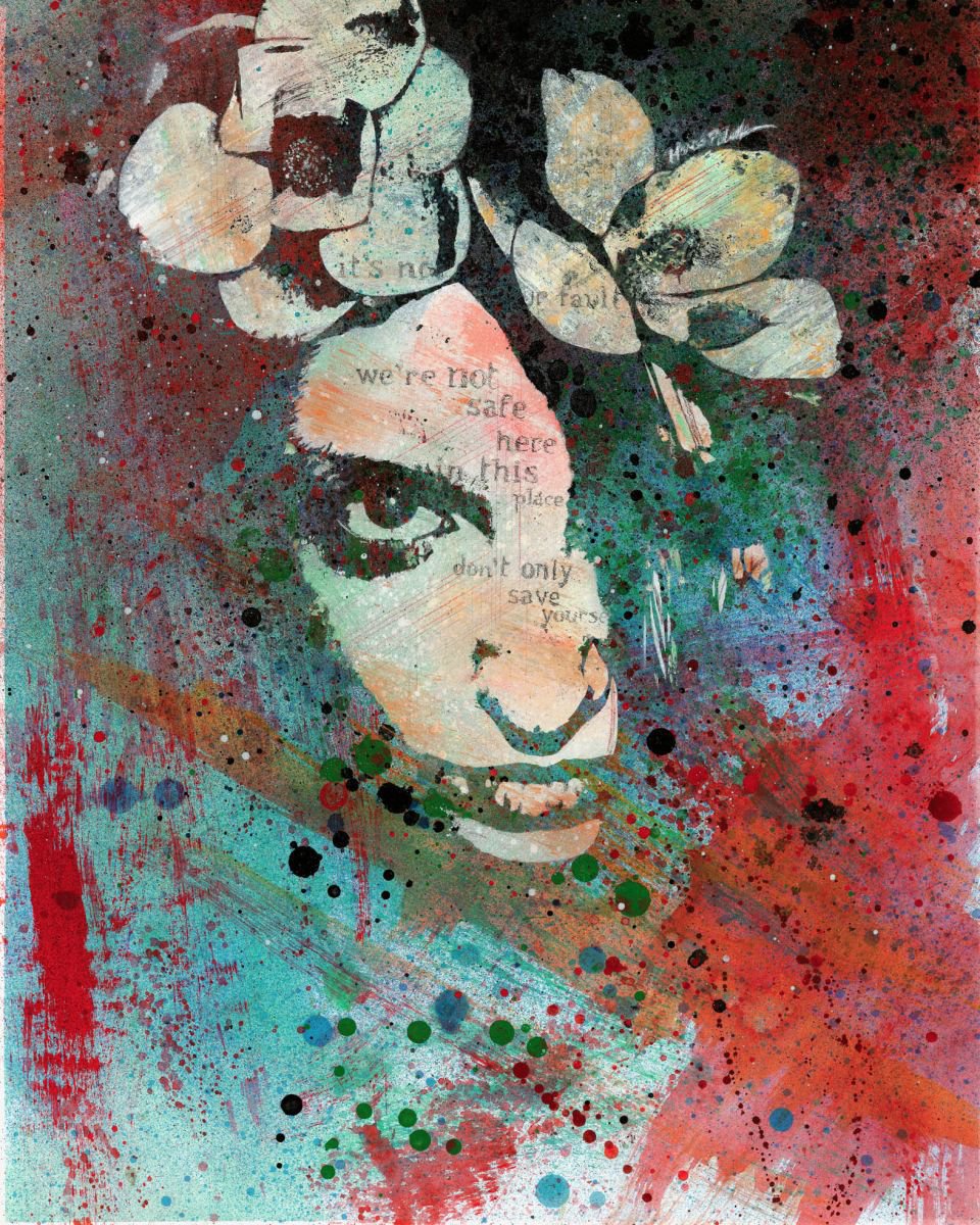 Hypothermia in a Halo II | flower woman graffiti painting | abstract female portrait by Marco Paludet