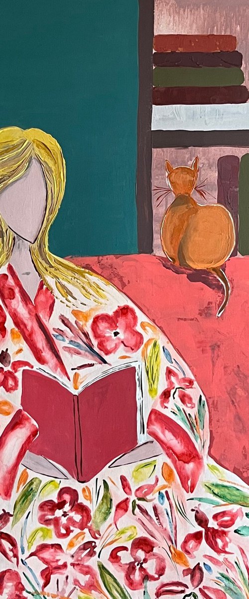 Woman Cat Original Painting by Halyna Kirichenko