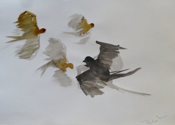 The Flying Birds, 29x41 cm