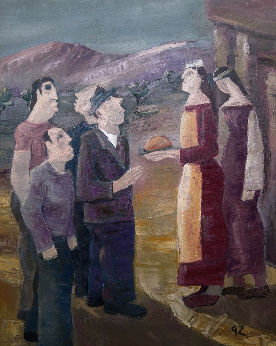 Expressive Portrait Oil Painting By Gegham Hunanyan, 16 X 20, Warm Hospitality, Original Artwork