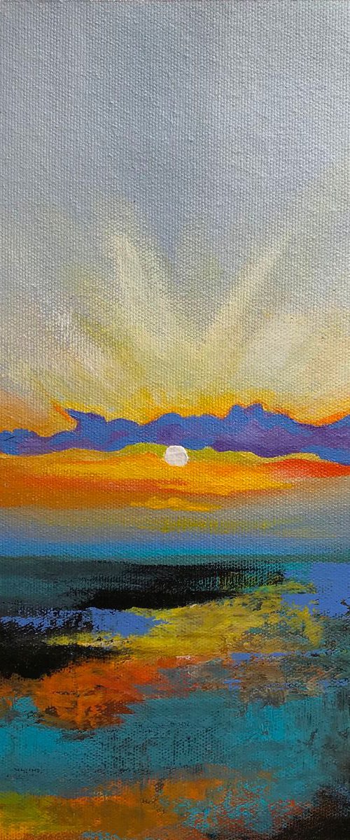 Sunset !! Sunset Landscape !! Abstract art !! Abstract Landscape by Amita Dand