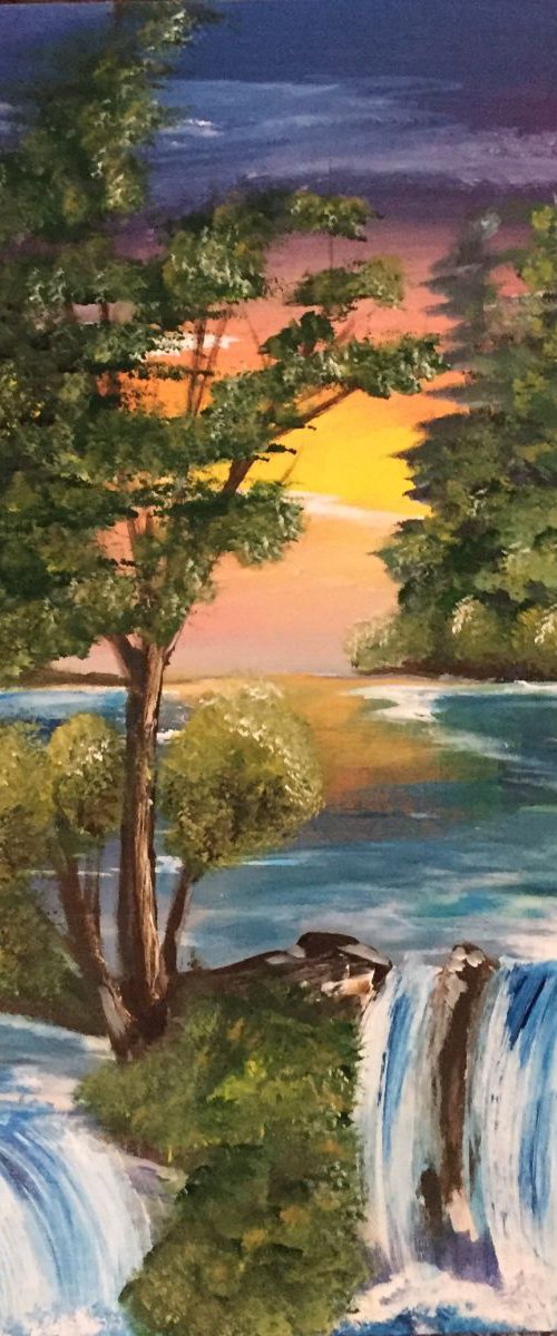 Waterfalls in the Sunset by Carolyn Shoemaker (Soma)