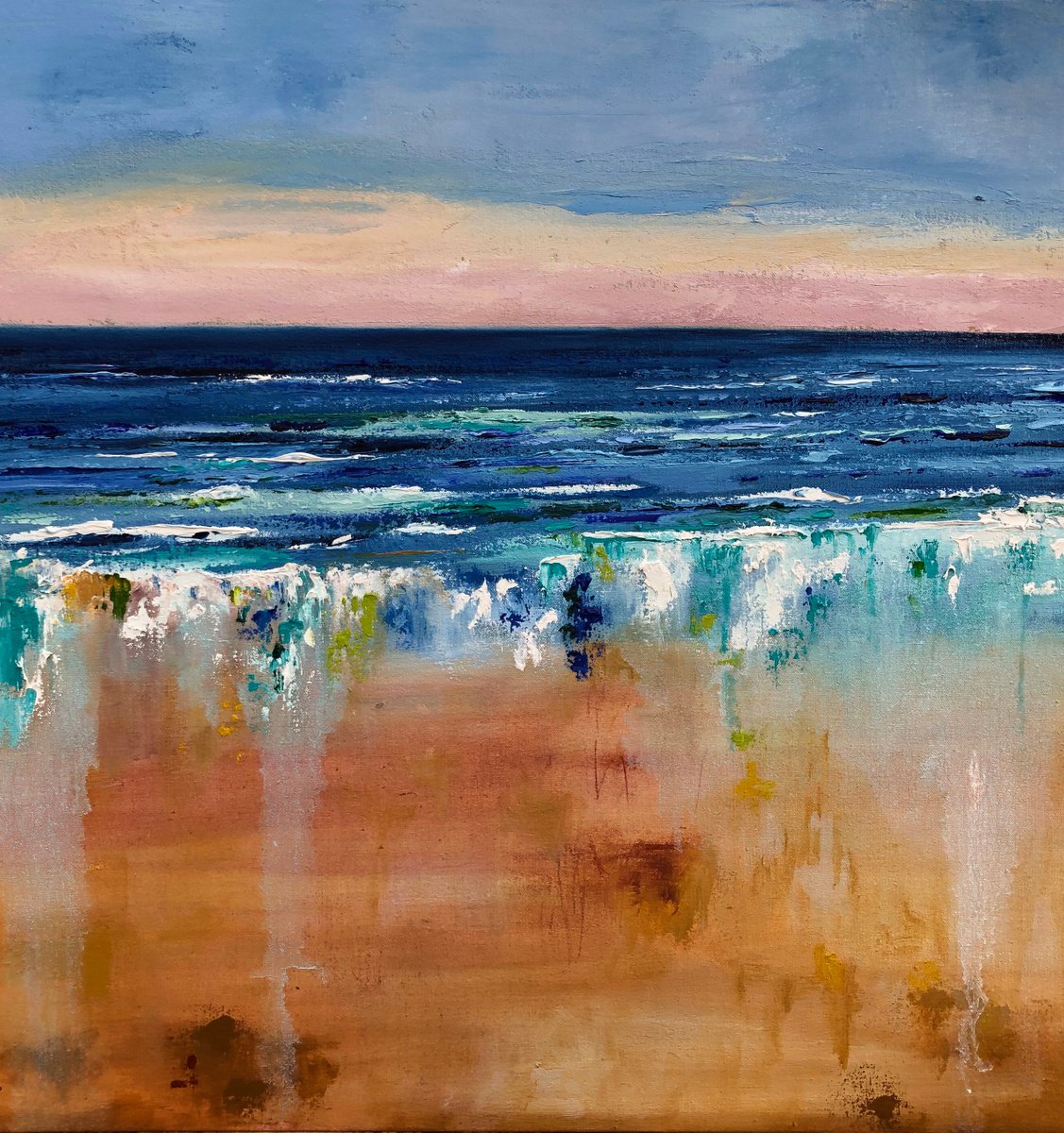 Expressive Oil Painting , The Turn Of The Tide By Ann Palmer, 20 X 20, Artwork For Sale On Artfinder