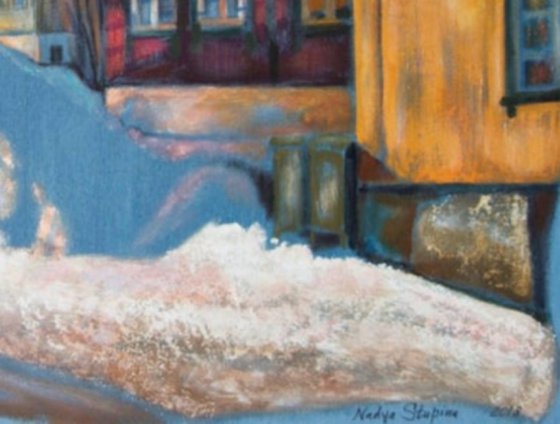 Denim seria.Blue shadows of February