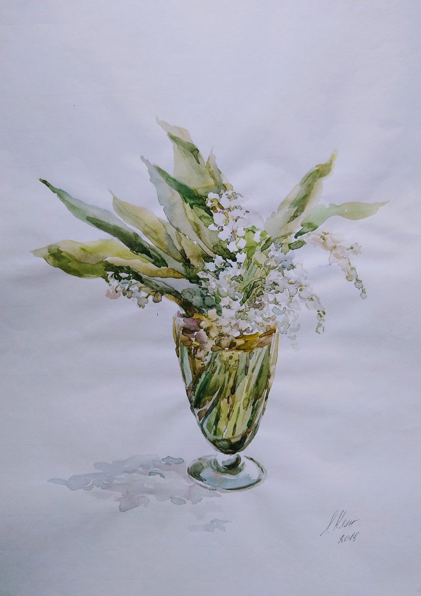 Lilies of the valley. Original watercolour painting by Elena Klyan