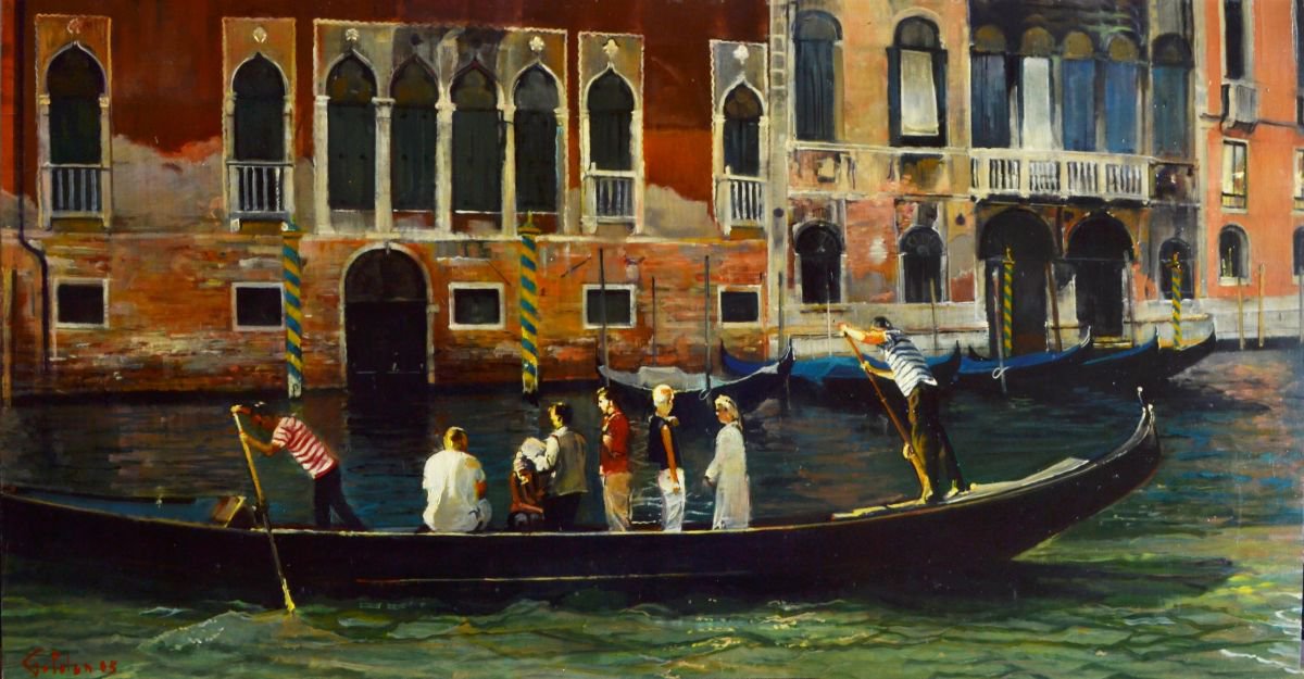 Photorealistic Oil Painting , Three Gondolas By Marco Ortolan, 29 X 15, Artwork For Sale On Artfinder