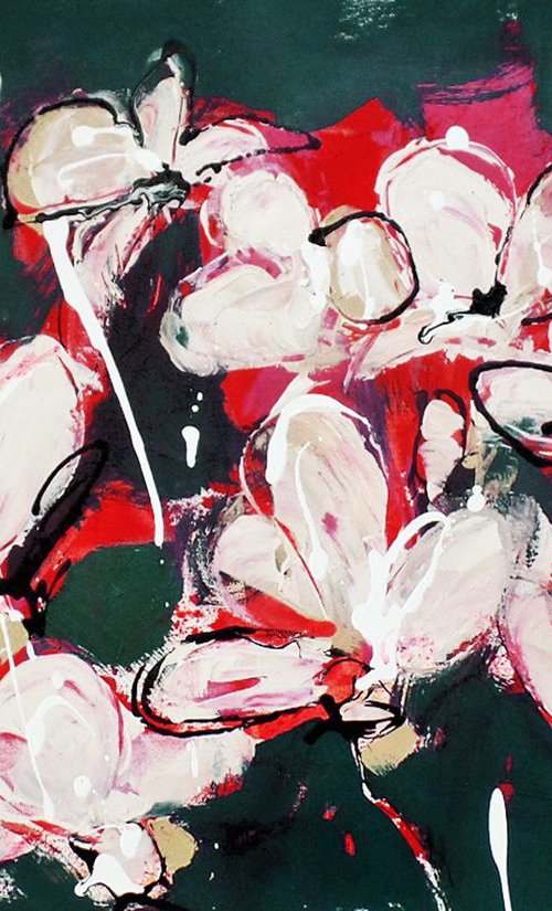 Magnolias Nightime (Number 1) - an abstract study by Irene Wilkes