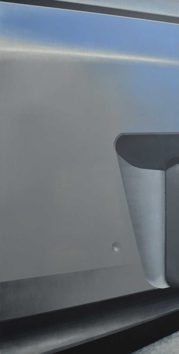 Photorealistic Abstract Acrylic Painting By Wojciech Sumara, 39 X 79", Bodywork Dent Iii, Original Artwork