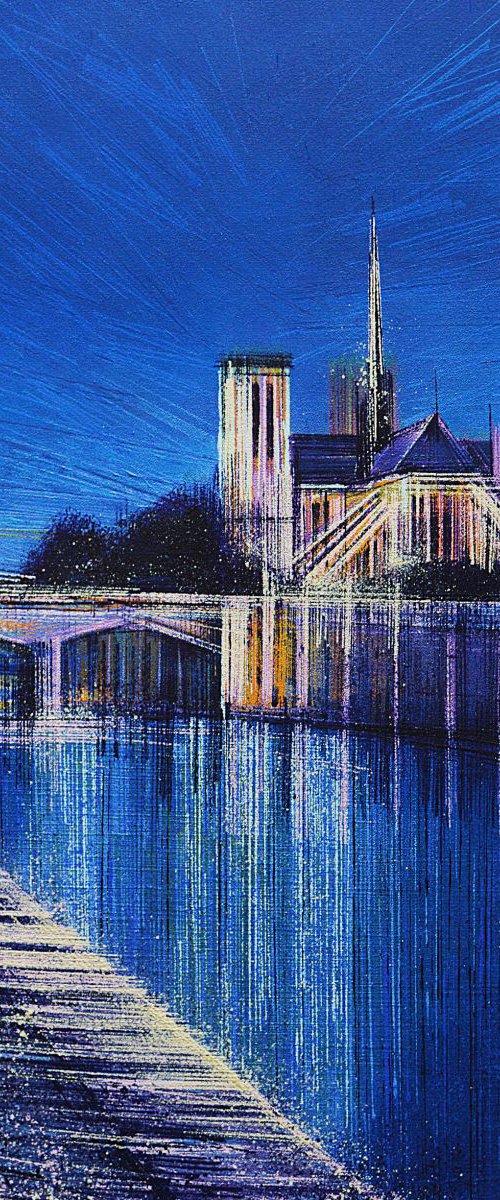 Paris - Notre Dame Cathedral by moonlight by Marc Todd