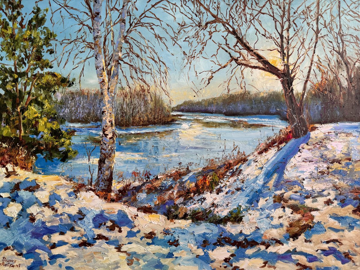 Impressionistic Landscape Oil Painting By Diana Malivani, 31 X 24, Disgelo Primaverile, Original Artwork