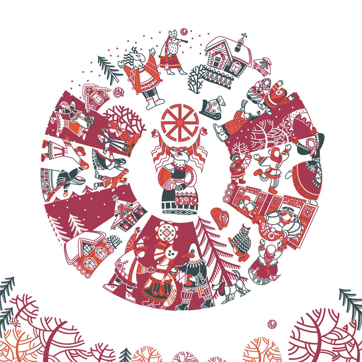 WINTER CARNIVAL, folk art by Yulia Belasla