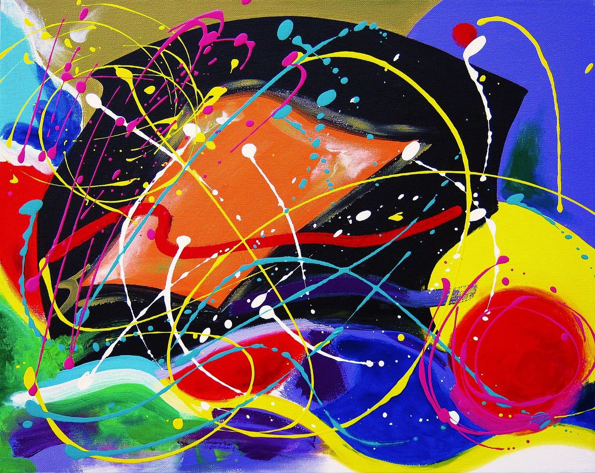 Expressive Abstract Acrylic Painting By Galina Victoria, 20 X 16, Colors Of Sunset, Original Artwork