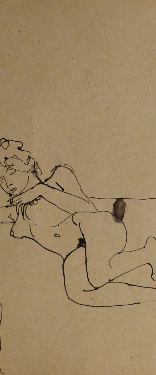 Reclining Nude, on divider paper 22x27 cm by Frederic Belaubre