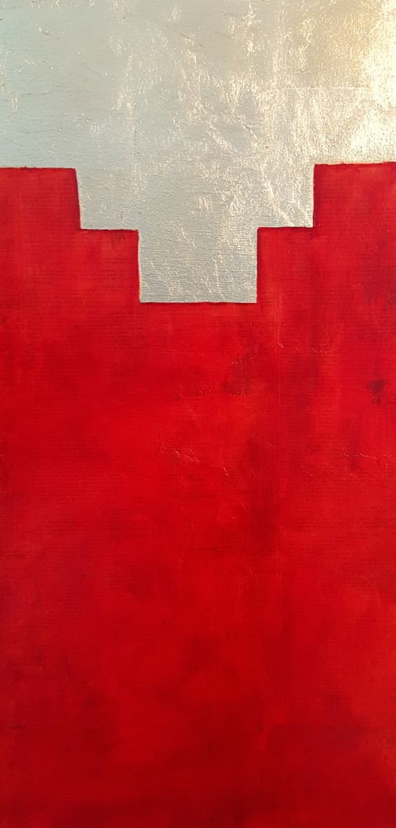 Abstract Painting By Cathy Maiorano, 15 X 30, Le Mot (The Word), Original Artwork