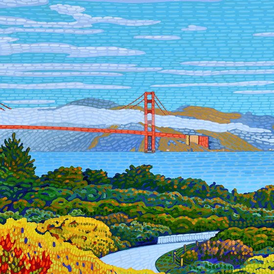 Golden Gate View With Flowers #2