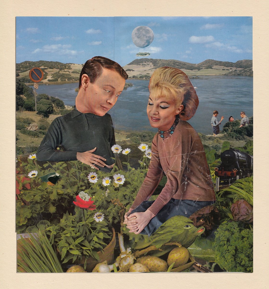 Portrait Collage By Jon Garbet, 13 X 14, True Romance, Original Artwork