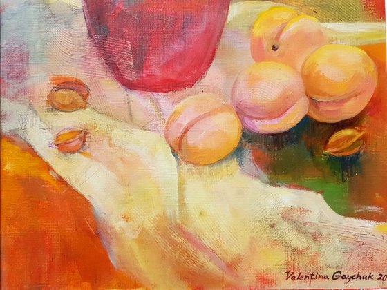 Still life with peaches