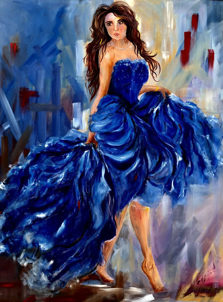 Impressionistic Portrait Oil Painting By Inna Montano, 36 X 48, Allegro, Original Artwork