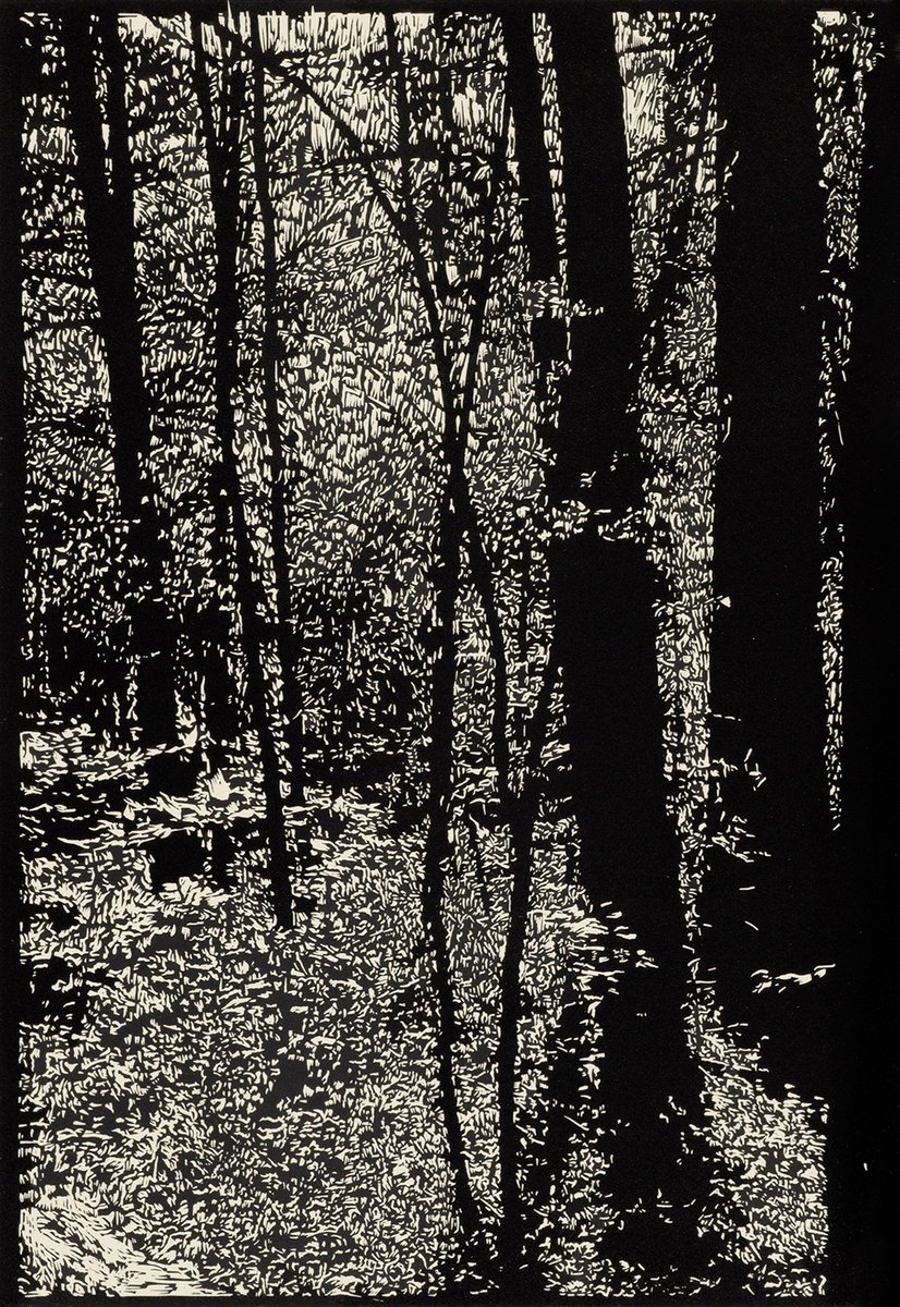 Impressionistic Landscape Linocut By David Conn, 15 X 22, Pale Morning Dun, Original Artwork