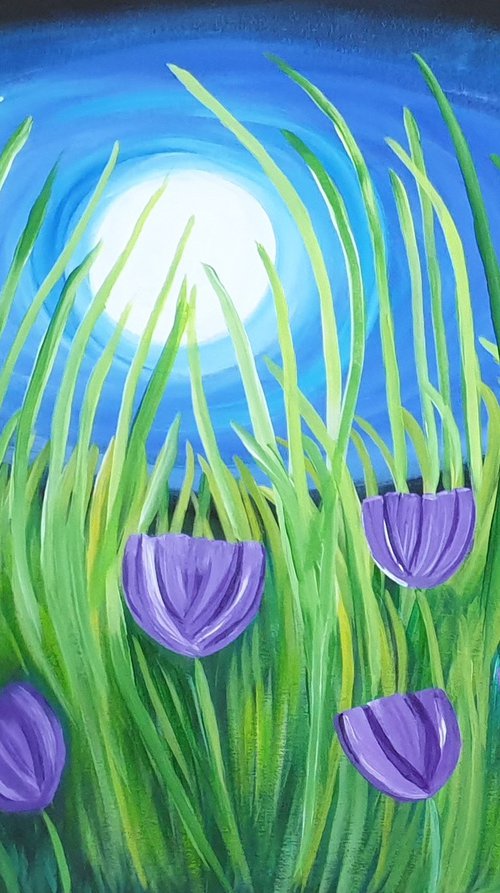 Moonlight Tulips by Saroj Buch