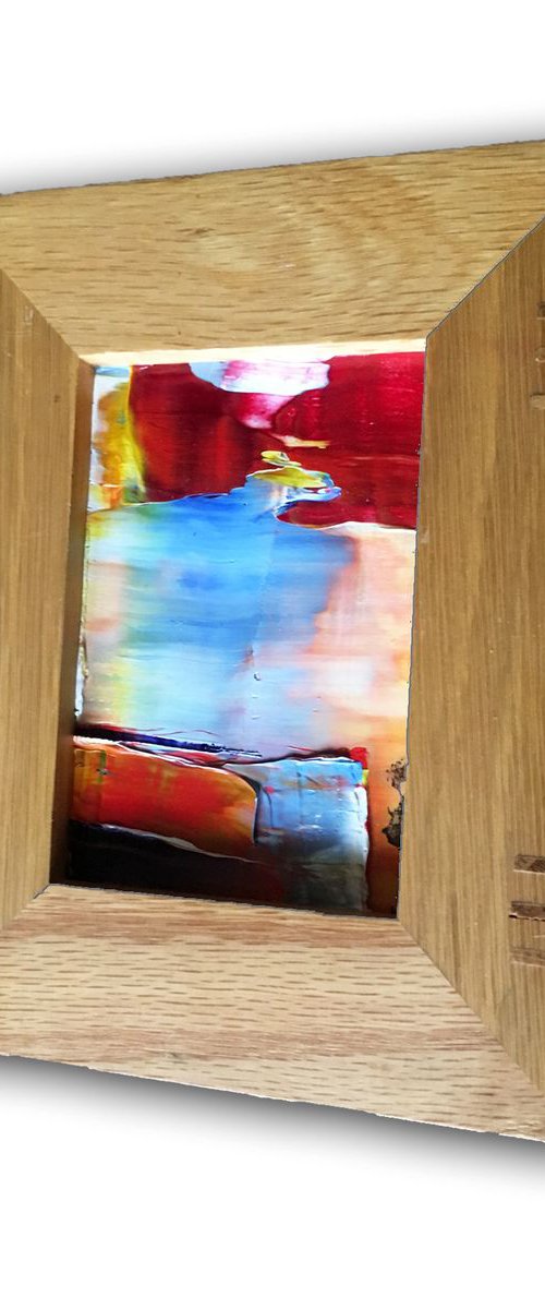 "Sunrise To Sunset" -  Original PMS Micro Painting On Glass, Framed - 6 x 7.5 inches by Preston M. Smith (PMS)