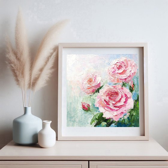 Pink Roses Painting Floral Art