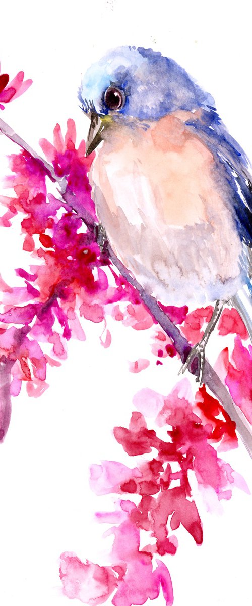 Bluebird and Spring Blossom by Suren Nersisyan