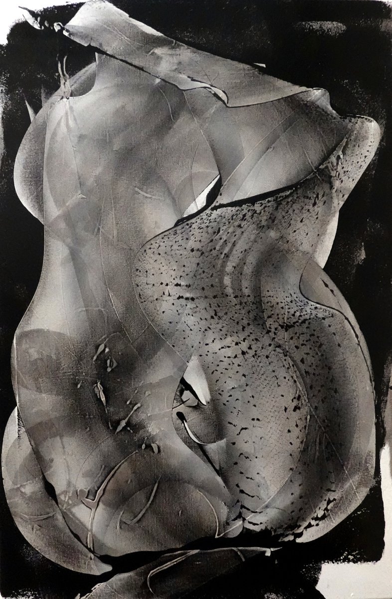 Expressive Abstract Acrylic Painting By Newel Hunter, 24 X 36", Naked Truth, Original Artwork