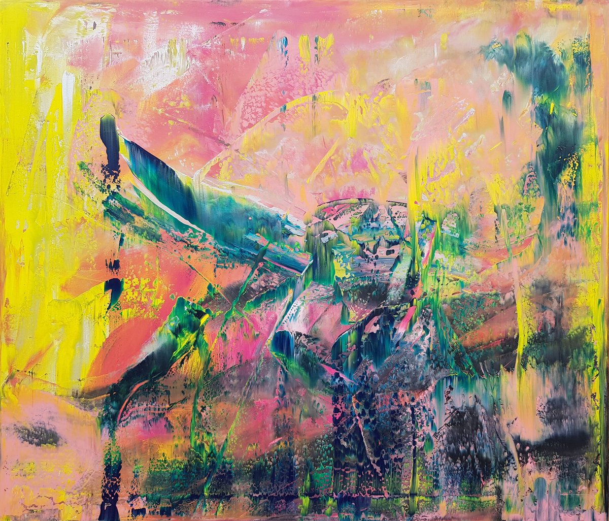 Abstract Acrylic Painting By Ivana Olbricht, 59 X 47, Lost In Aruba -Xxl, Original Artwork