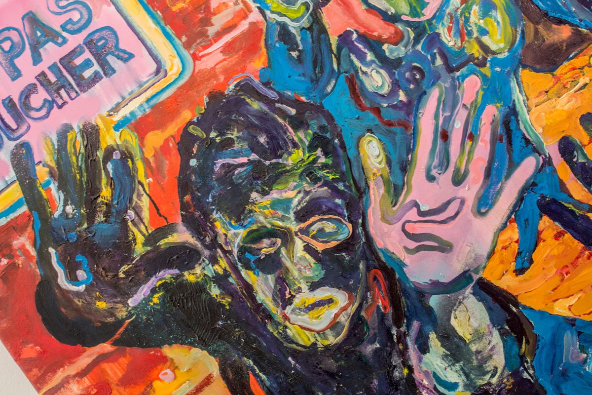 Impressionistic Portrait Oil Painting By Dominic Virtosu, 43 X 81, Ne Pas Toucher (Do Not Touch), Original Artwork