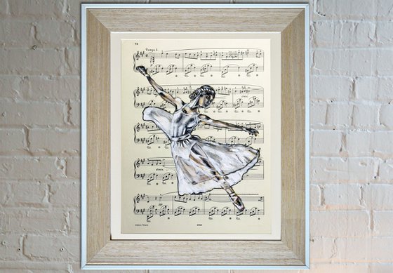 Ballerina LII - Vintage Music Page, GIFT idea