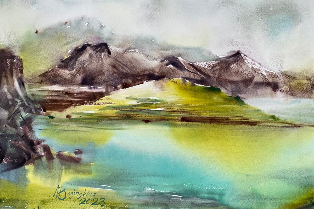 Azat reservoir - original watercolor by Anna Boginskaia