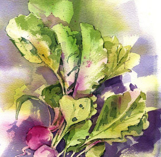 "Bunch of radishes" - Original watercolor painting