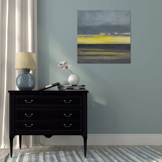 Yellow mood of ocean 30x30 inch 76x76cm by Bo Kravchenko