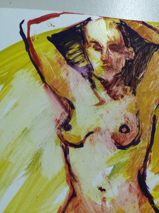 Nude study female oil on paper