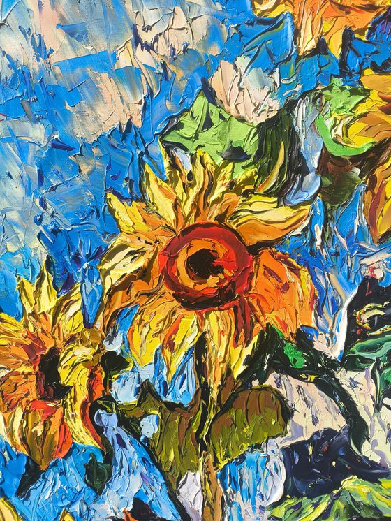 Sunflowers Under the Sky