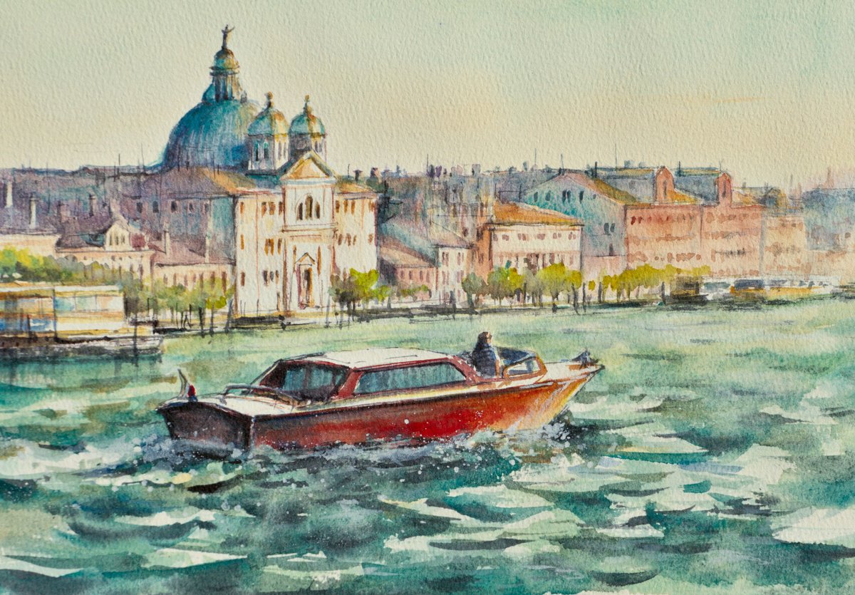 Impressionistic Cityscapes Watercolour By Eve Mazur, 12 X 8, Venice, Italy, Europe., Original Artwork