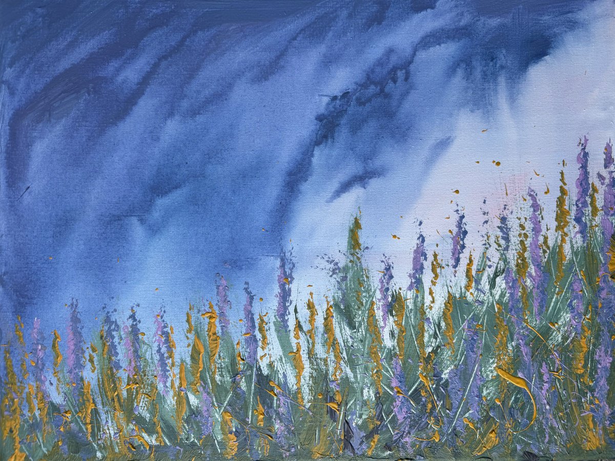 Impressionistic Botanical Acrylic Painting By Yuliia Sharapova, 17 X 13", Before The Rain, Original Artwork