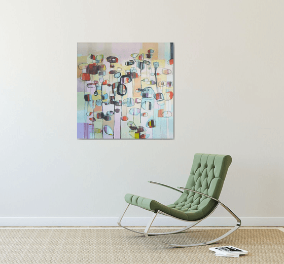 Lollipop garden  ( semi abstract flower painting - ready to hang)