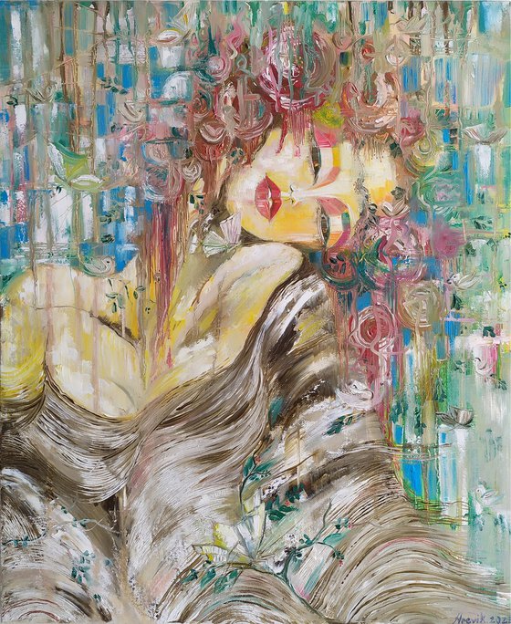 Spring portrait (50x60cm, oil/canvas, abstract portrait)
