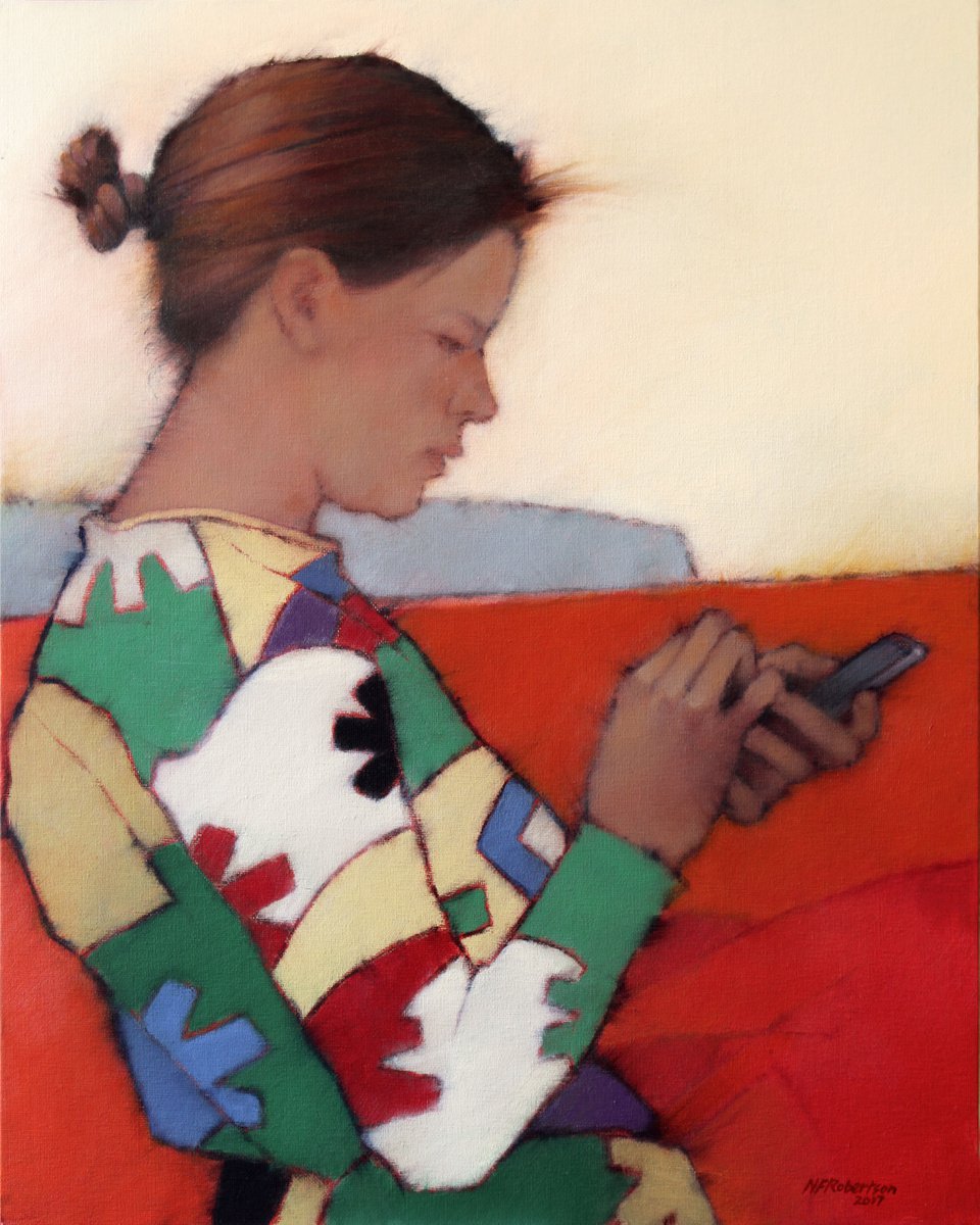Girl with a mobile phone by Nicholas Robertson