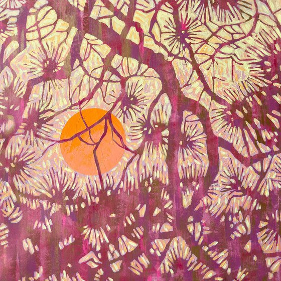 Coniferous Branches at Sunset