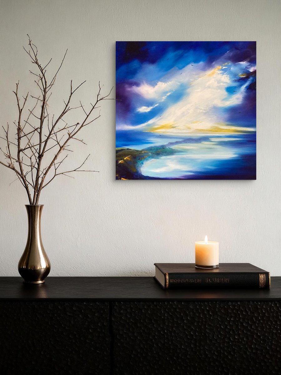 Expressive Oil Painting , Villefranche Bay By Nicole Tudor-Williams, 20 X 20, Artwork For Sale On Artfinder