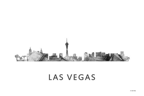 Las Vegas Nevada Skyline WB BW by Marlene Watson